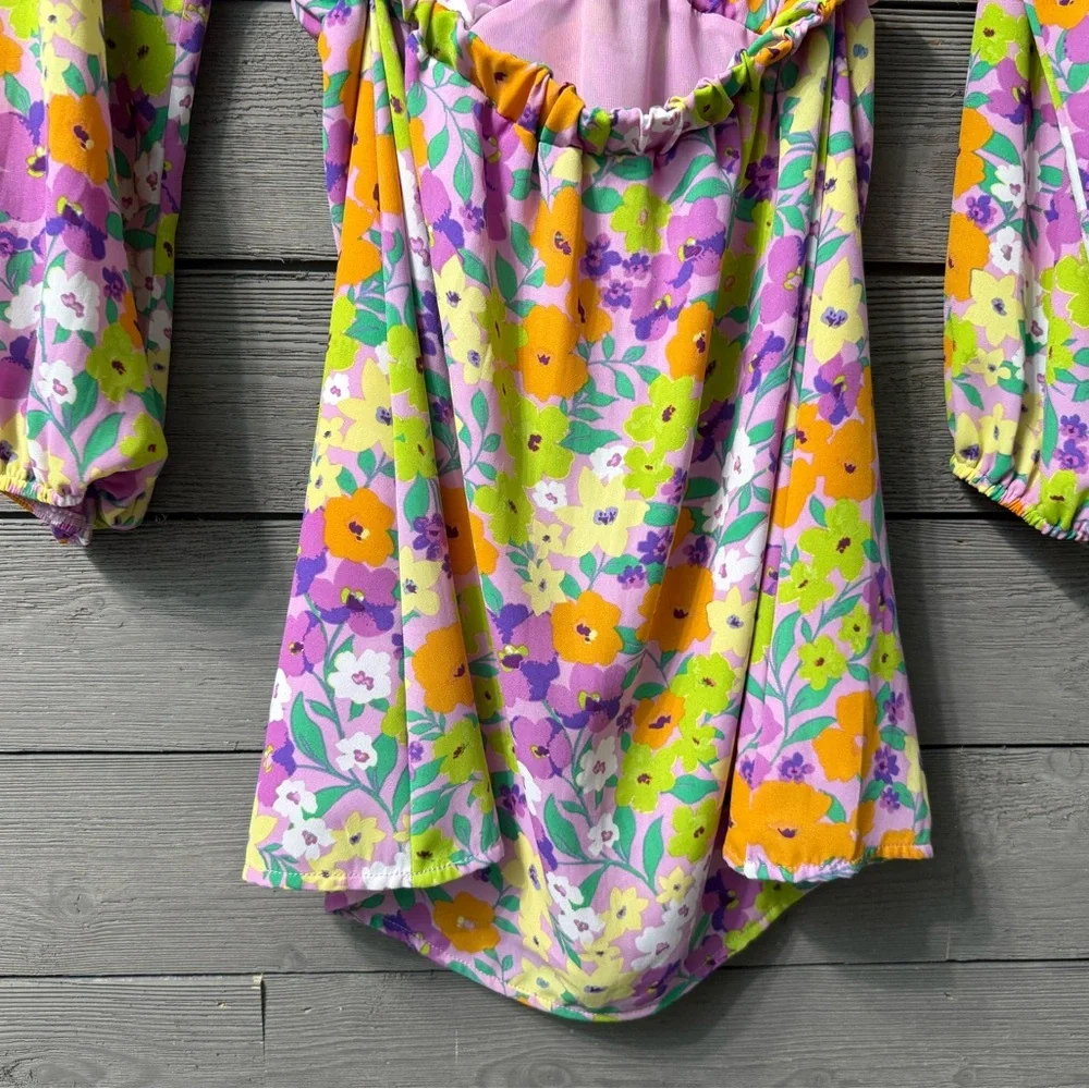 Sanctuary Fresh Garden Vibrant Floral Cutout Mini Dress XS Summer Easter Spring - Picture 12 of 15